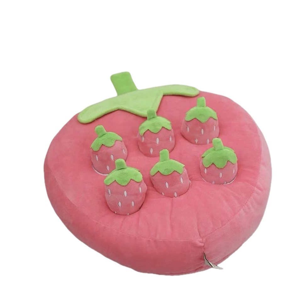 Aardbeipod Snuffelspeeltje, roze aardbeivormige pod met uitneembare mini-aardbeitjes