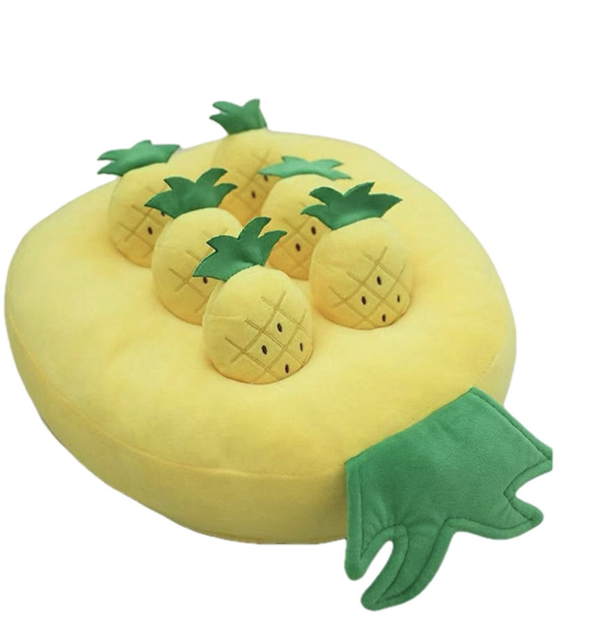 Ananaspod Snuffelspeeltje, gele ananasvormige pod met uitneembare mini-ananasjes